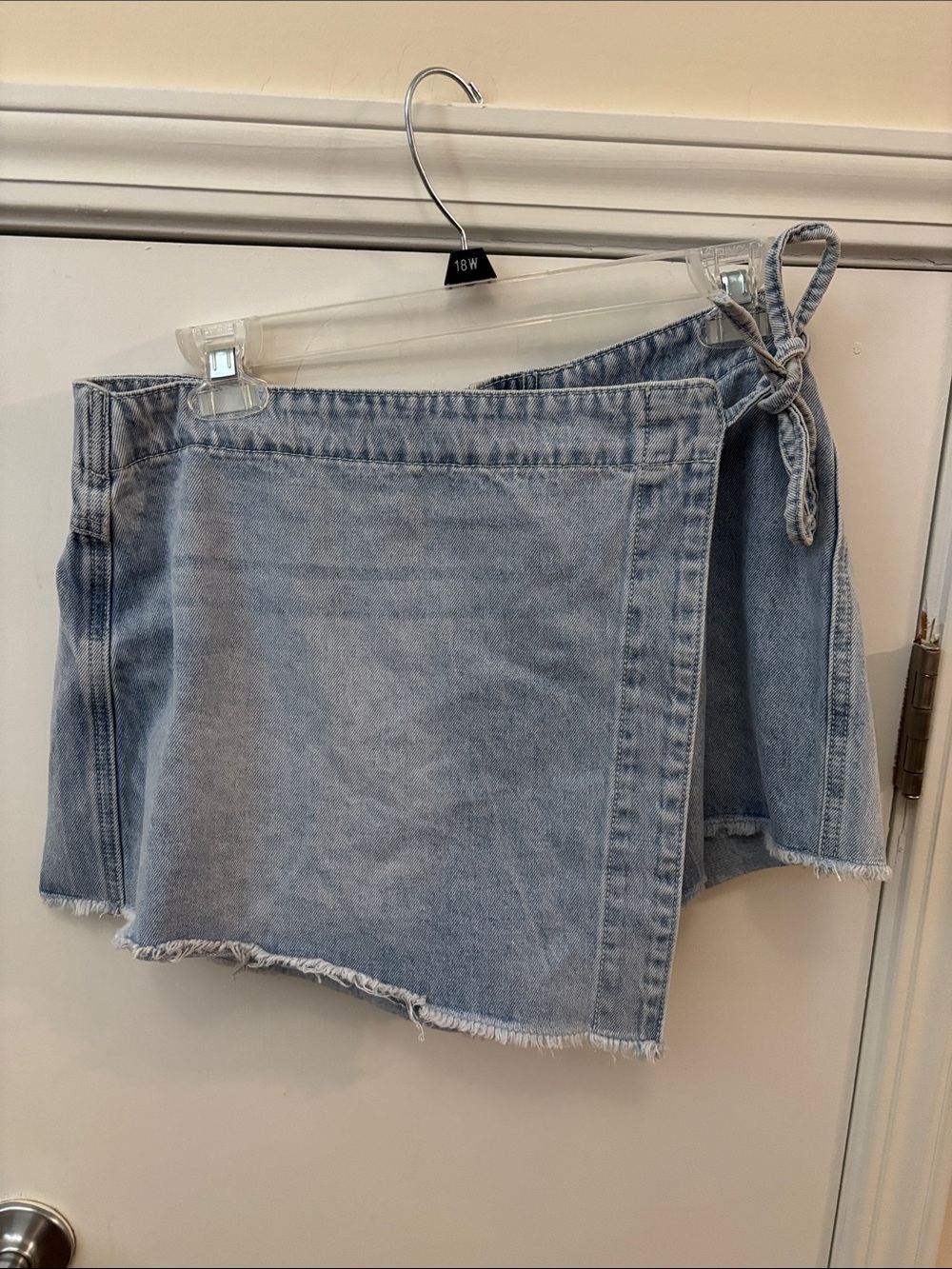 Princess Polly Light Blue Denim Wrap Tie Skirt size 6